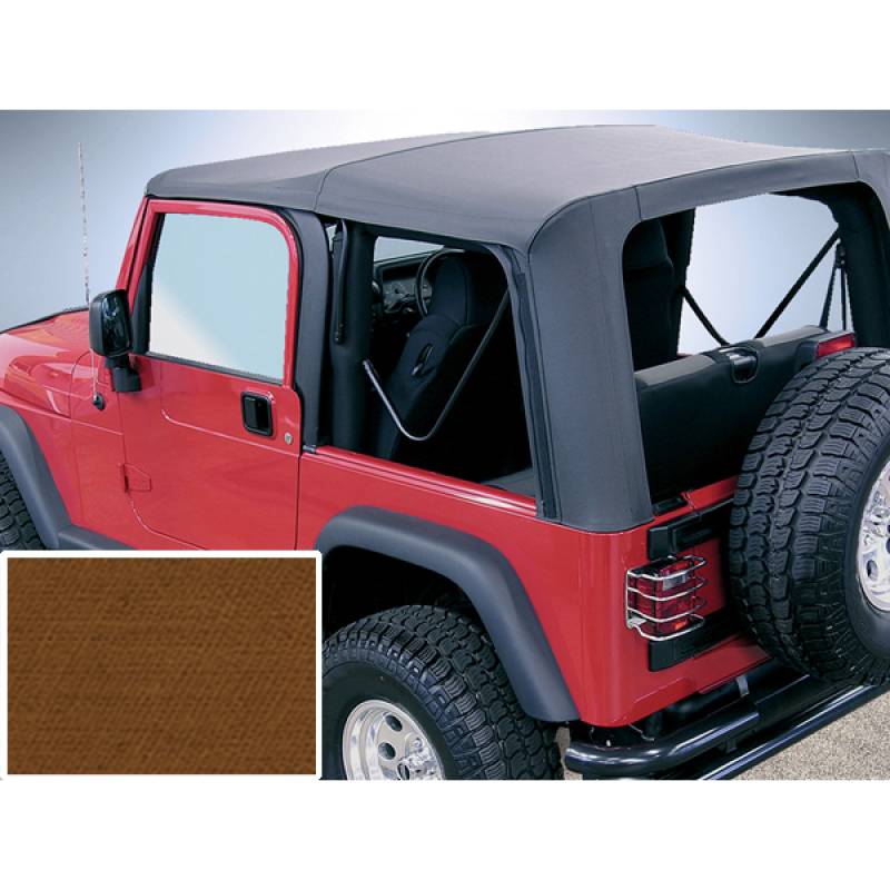 Rugged Ridge Soft Top, Dark Tan, Clear Windows; 97-02 Jeep Wrangler TJ  