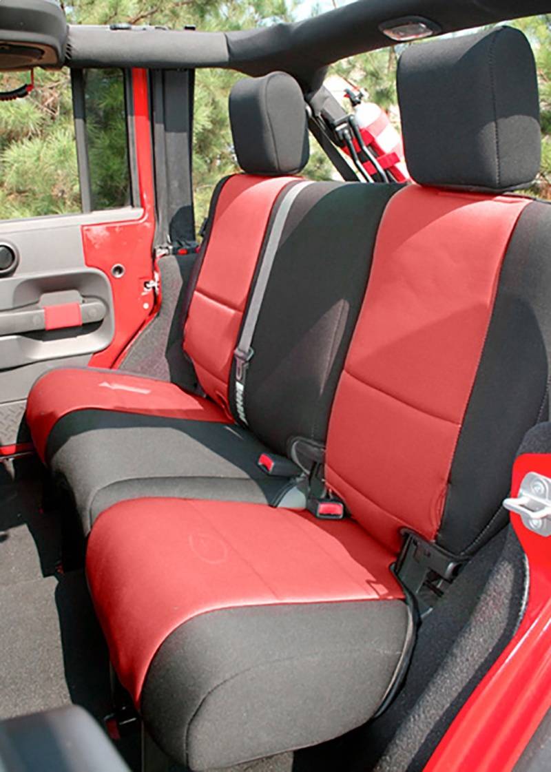 Rugged Ridge Seat Cover Kit, Black/Red; 07-10 Jeep Wrangler Unlimited JKU,  4 Door 