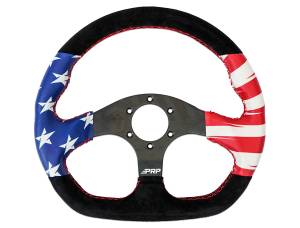 PRP Seats - PRP Suede New Glory D-Shaped Steering Wheel - Black/Red/White/Blue - G246