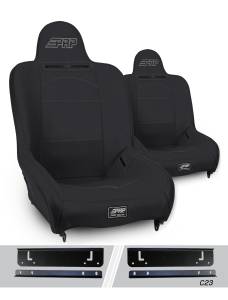 PRP Seats - PRP Premier High Back Suspension Seats Kit for 97-02 Jeep Wrangler TJ (Pair) - Black
 - A100110-C23-50