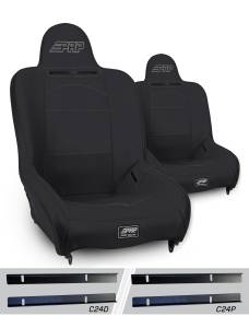 PRP Seats - PRP Seats Premier High Back Suspension Seats Kit for 03-06 Jeep Wrangler TJ (Pair) - Black - A100110-C24-50