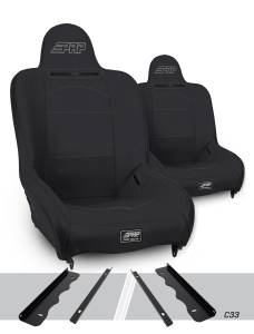 PRP Seats - PRP Premier High Back Suspension Seats Kit for 95-01 Jeep Cherokee XJ (Pair) - Black
 - A100110-C33-50