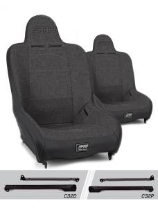 PRP Seats - PRP Premier High Back Suspension Seats Kit for Jeep Wrangler CJ7/YJ (Pair) - Gray
 - A100110-C32-54