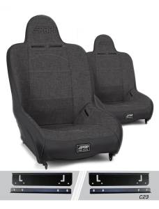PRP Seats - PRP Premier High Back Suspension Seats Kit for 97-02 Jeep Wrangler TJ (Pair) - Gray
 - A100110-C23-54