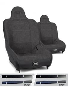 PRP Seats - PRP Premier High Back Suspension Seats Kit for 03-06 Jeep Wrangler TJ (Pair), Gray - A100110-C24-54