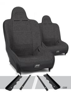 PRP Seats - PRP Premier High Back Suspension Seats Kit for 95-01 Jeep Cherokee XJ (Pair), Gray - A100110-C33-54