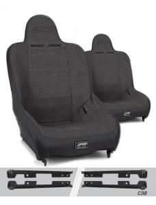 PRP Seats - PRP Premier High Back Suspension Seats Kit for Jeep Wrangler JK/JKU (Pair), Gray - A100110-C38-54