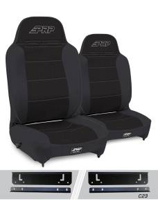 PRP Seats - PRP Enduro High Back Reclining Suspension Seats Kit for 97-02 Jeep Wrangler TJ (Pair), Black - A130110-C23-50