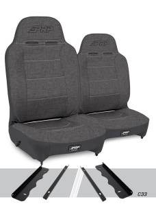 PRP Seats - PRP Enduro High Back Reclining Suspension Seats Kit for 95-01 Jeep Cherokee XJ (Pair), Gray - A130110-C33-54