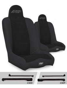 PRP Seats - PRP Daily Driver High Back Suspension Seats Kit for Jeep Wrangler CJ7/YJ (Pair), Black - A140110-C32-50