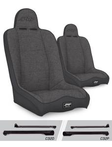 PRP Seats - PRP Daily Driver High Back Suspension Seats Kit for Jeep Wrangler CJ7/YJ (Pair), Gray - A140110-C32-54