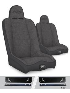 PRP Seats - PRP Daily Driver High Back Suspension Seats Kit for 97-02 Jeep Wrangler TJ (Pair), Gray - A140110-C23-54
