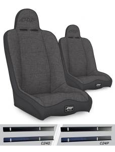 PRP Seats - PRP Daily Driver High Back Suspension Seats Kit for 03-06 Jeep Wrangler TJ (Pair), Gray - A140110-C24-54