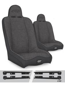 PRP Seats - PRP Daily Driver High Back Suspension Seats Kit for Jeep Wrangler JK/JKU (Pair), Gray - A140110-C38-54