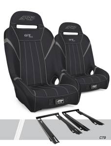 PRP Seats - PRP GT/S.E. Suspension Seats Kit for Polaris RZR PRO XP, PRO R, Turbo R (Pair), Black & Gray - A5701-PORXP-C79-203