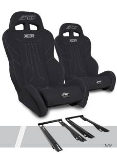PRP Seats - PRP XCR Suspension Seats Kit for Polaris RZR PRO XP, PRO R, Turbo R (Pair), Black - A8001-PORXP-C79-201