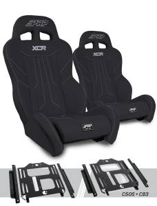 PRP Seats - PRP XCR Suspension Seats Kit for Polaris RZR 570, 800, 900 (Pair), Black - A8001-PORXP-C50S-201