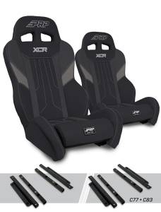 PRP Seats - PRP XCR Suspension Seats Kit for Polaris General, RZR S 900, 900 Trail, Trail, XP 1000, Turbo, Turbo S, RS1 (Pair), Black & Gray - A8001-PORXP-C83-203