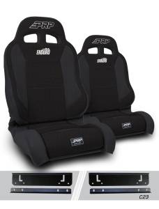 PRP Seats - PRP Enduro Elite Suspension Seat - Trek Edition, Kit for 97-02 Jeep Wrangler TJ (Pair), Black - A89010-C23-50