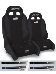 PRP Seats - PRP Enduro Elite Suspension Seat - Crawl Edition, Kit for 03-06 Jeep Wrangler TJ (Pair), Black - A90010-C24-50