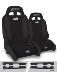 PRP Seats - PRP Enduro Elite Suspension Seat - Crawl Edition, Kit for Jeep Wrangler JK/JKU (Pair), Black - A90010-C38-50