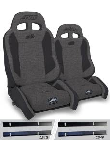 PRP Seats - PRP Enduro Elite Suspension Seat - Crawl Edition, Kit for 03-06 Jeep Wrangler TJ (Pair), Gray - A90010-C24-54