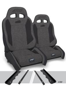 PRP Seats - PRP Enduro Elite Suspension Seat - Crawl Edition, Kit for 95-01 Jeep Cherokee XJ (Pair), Gray - A90010-C33-54