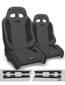 PRP Seats - PRP Enduro Elite Suspension Seat - Crawl Edition, Kit for Jeep Wrangler JK/JKU (Pair), Gray - A90010-C38-54