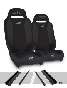 PRP Seats - PRP Summit Elite Suspension Seat, Kit for 95-01 Jeep Cherokee XJ (Pair), Black - A9301-C33-50