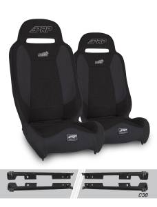 PRP Seats - PRP Summit Elite Suspension Seat, Kit for Jeep Wrangler JK/JKU (Pair), Black - A9301-C38-50