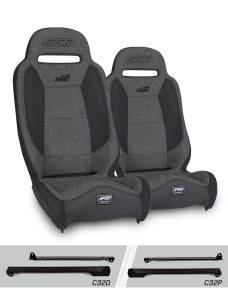 PRP Seats - PRP Summit Elite Suspension Seat, Kit for Jeep Wrangler CJ7/YJ (Pair), Gray - A9301-C32-54