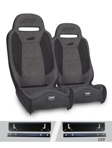 PRP Seats - PRP Summit Elite Suspension Seat, Kit for 97-02 Jeep Wrangler TJ (Pair), Gray - A9301-C23-54