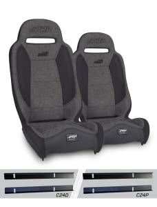 PRP Seats - PRP Summit Elite Suspension Seat, Kit for 03-06 Jeep Wrangler TJ (Pair), Gray - A9301-C24-54