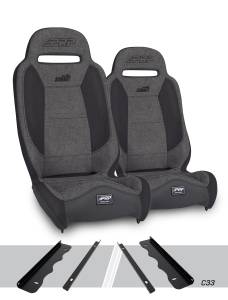 PRP Seats - PRP Summit Elite Suspension Seat, Kit for 95-01 Jeep Cherokee XJ (Pair), Gray - A9301-C33-54