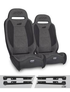 PRP Seats - PRP Summit Elite Suspension Seat, Kit for Jeep Wrangler JK/JKU (Pair), Gray - A9301-C38-54