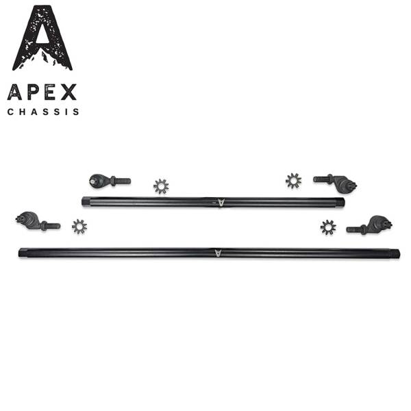 Apex Chassis - Apex Chassis Heavy Duty 1 Ton Tie Rod & Drag Link Assembly in Steel Fits: 07-18 Jeep Wrangler JK JKU Rubicon Sahara Sport. Note this NO-FLIP kit fits vehicles with a lift of 3.5 inches or less - KIT145-NoFlip - Image 1
