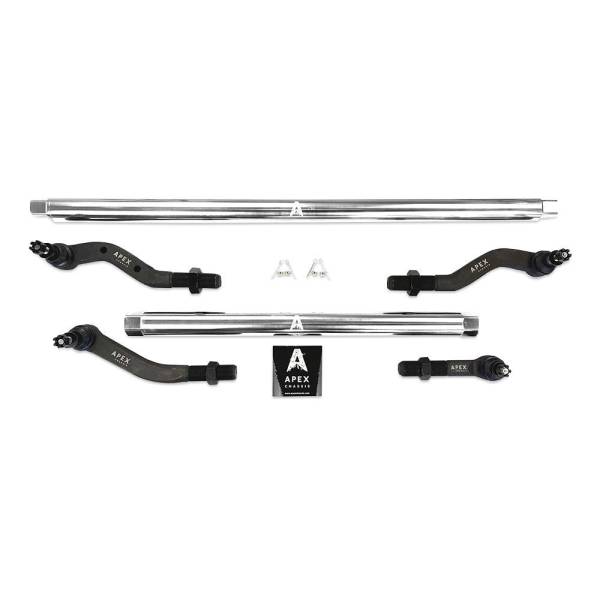 Apex Chassis - Apex Chassis Heavy Duty Tie Rod & Drag Link Assembly in Polished Aluminum Fits: 07-18 Jeep Wrangler JK JKU Rubicon Sahara Sport  Note this NO-FLIP kit is Fits: vehicles with a lift of 3.5 inches or less - KIT140-NoFlip - Image 1