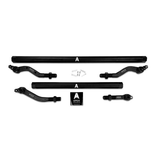Apex Chassis - Apex Chassis Heavy Duty Tie Rod & Drag Link Assembly in Black Anodized Aluminum Fits: 07-18 Jeep Wrangler JK JKU Rubicon Sahara Sport  Note this NO-FLIP kit is Fits: vehicles with a lift of 3.5 inches or less - KIT135-NoFlip - Image 1