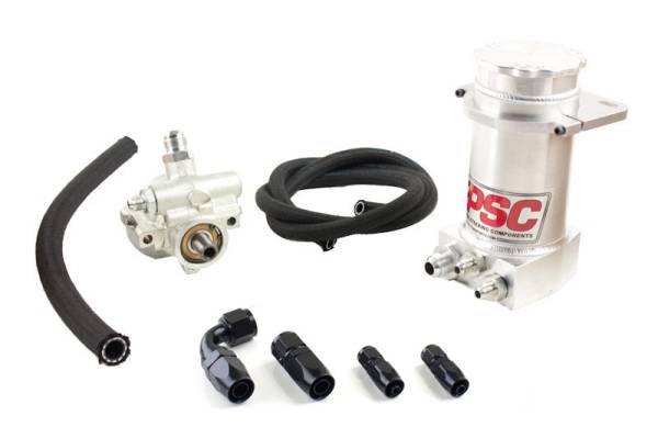 PSC Steering - PSC Steering Pro Touring Type II Power Steering Pump and Brushed Aluminum Hydroboost Remote Reservoir Kit for Rack and Pinion Applications - PK1150XH - Image 1