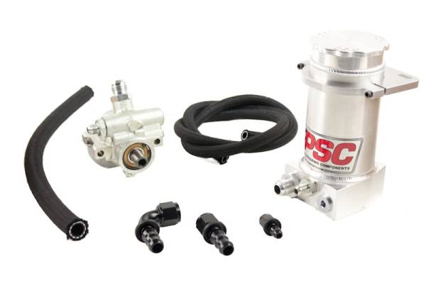 PSC Steering - PSC Steering Pro Touring Type II Power Steering Pump and Brushed Aluminum Remote Reservoir Kit for Steering Gearbox Applications - PK1100X - Image 1