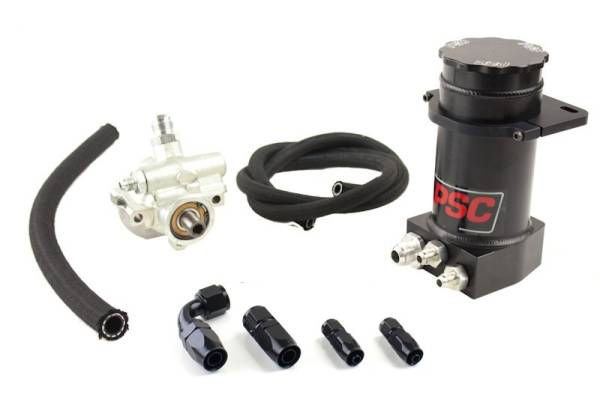 PSC Steering - PSC Steering Pro Touring Type II Power Steering Pump and Black Anodized Hydroboost Remote Reservoir Kit for Steering Gearbox Applications - PK1100XH-A - Image 1