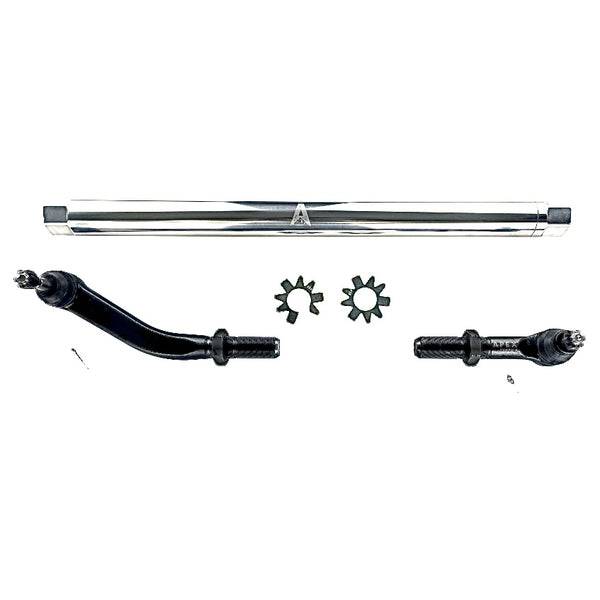 Apex Chassis - Apex Chassis Heavy Duty JK 2.5 Ton Heavy Duty No Flip Drag Link Assembly in Polished Aluminum Fits: 07-18 Jeep Wrangler JK JKU Rubicon Sahara Sport. Note this NO-FLIP kit fits vehicles with a lift of 3.5 inches or less - KIT142 - Image 1