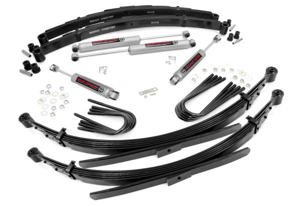 Rough Country - Rough Country Suspension Lift Kit w/Shocks 2 in. Lift Incl. 56 In. Leaf Springs Brake Line Reloc. Brkt. U-Bolts Hardware Front and Rear Premium N3 Shocks - 26530 - Image 1