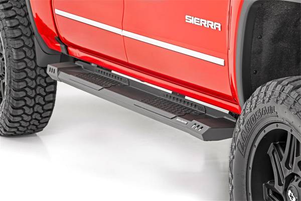 Rough Country - Rough Country HD2 Cab Length Running Boards Black Powdercoat 85 in. Length 4 Steps. Incl. Mounting Brackets Hardware - SRB071785 - Image 1