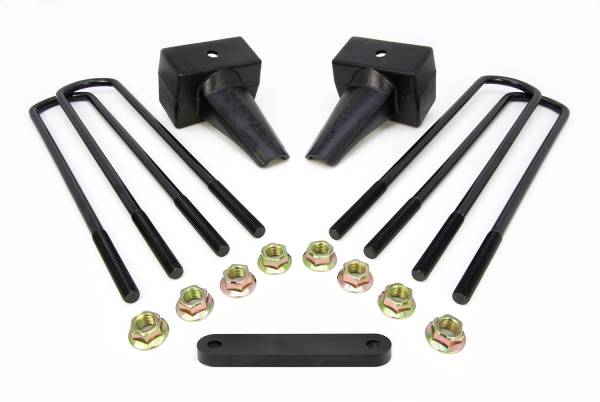 ReadyLift - ReadyLift Rear Block Kit 4 in. Flat Blocks w/Bump Stop Landing Pads Incl. U-Bolts/Carrier Bearing Spacer For Use w/2 Pc. Drive Shaft - 66-2294 - Image 1