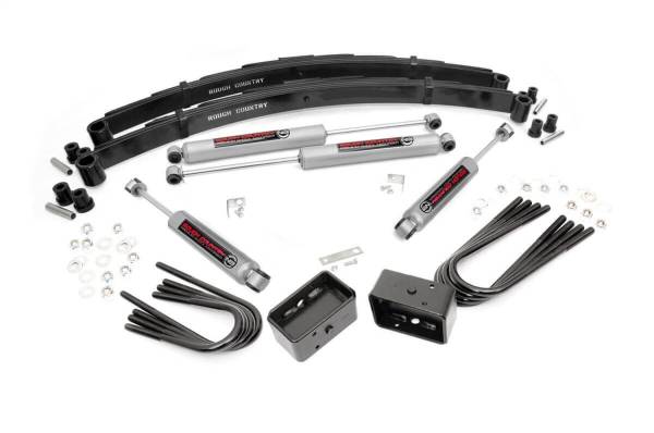 Rough Country - Rough Country Suspension Lift Kit w/Shocks 2 in. Lift Incl. Leaf Springs Brake Line Reloc. U-Bolts Blocks Hardware Front and Rear Premium N3 Shocks - 135-88-9230 - Image 1