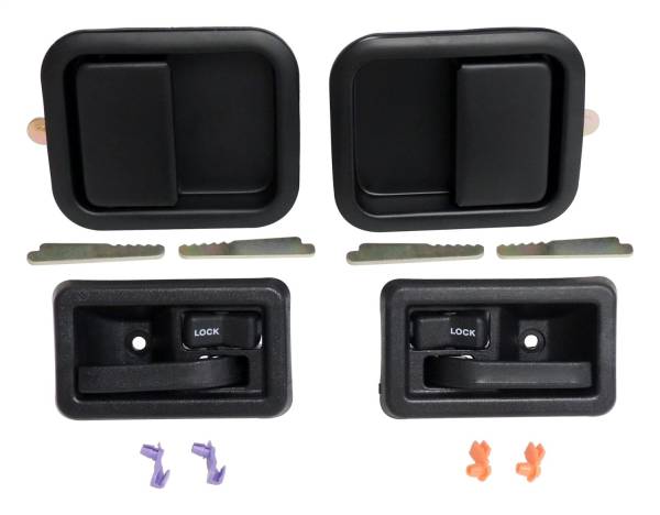 Crown Automotive Jeep Replacement - Crown Automotive Jeep Replacement Door Handle Kit Incl. Handles/4 Keepers/Lock Rod Clips w/Full Steel Doors Black  -  55076222MK - Image 1