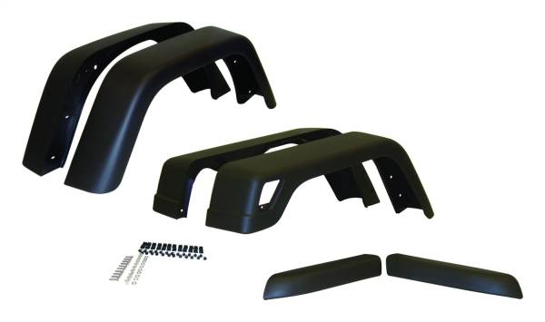 Crown Automotive Jeep Replacement - Crown Automotive Jeep Replacement Fender Flare Kit 6 Piece 7 in. Wide Flat Black  -  55254918K76 - Image 1