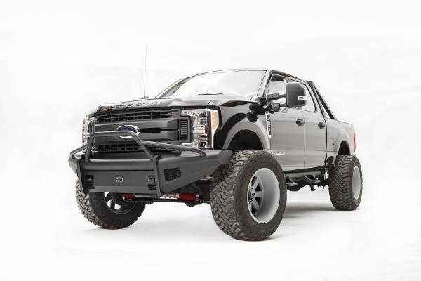 Fab Fours - Fab Fours Elite Front Ranch Bumper 2 Stage Black Powder Coated w/Pre-Runner Guard w/Tow Hook - FS17-Q4162-1 - Image 1