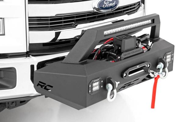 Rough Country - Rough Country Exo Winch Mount System Front Bumper Incl. 20 in. Black Series Single-Row LED Light Bar and [2] Flush Mount Black Series LED Cube Lights - 10762 - Image 1